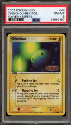 Pokemon Chinchou EX Power Keepers Reverse Holo #49 PSA 8 - Image 1
