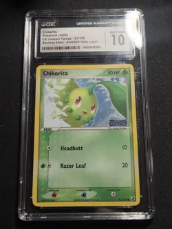 Pokemon Chikorita EX Unseen Forces Reverse Holo #51 CGC 10 Inverted Holo Error - Image 1