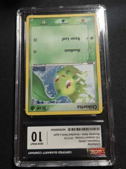 Pokemon Chikorita EX Unseen Forces Reverse Holo #51 CGC 10 Inverted Holo Error - Image 2