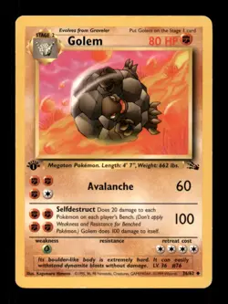GOLEM 36/62 UC FOSSIL POKEMON 1ST EDITION MP - Image 1