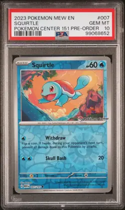 Squirtle PSA 10 - 007/165 - Pokemon Center Stamp - 151 Reverse Holo - Pokemon - Image 1