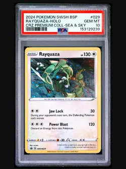 Pokemon Rayquaza Swsh 029 Exclusive Premium Collection Cosmo Blister PSA 10 Mint - Image 1
