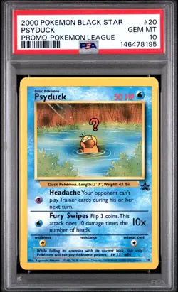 2000 POKEMON PROMO BLACK STAR POKEMON LEAGUE #20 PSYDUCK PSA 10 - Image 1