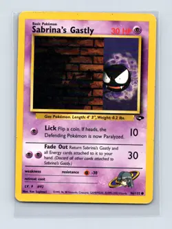 Sabrina's Gastly 96/132 Common Gym Challenge Pokemon Unlimited Lightly Played - Image 1