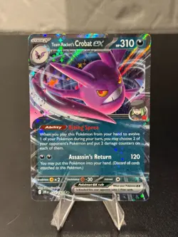 Team Rocket's Crobat ex 122/182 Double Rare Destined Rivals Pokemon Near Mint - Image 1