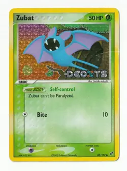 Zubat 83/107 Reverse Holo - Pokemon EX Deoxys Card TCG 2005 (MP/HP) - Image 1