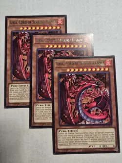 3x Uria, Lord of Searing Flames 1st Edition Rare MZMU-EN074 Yu-Gi-Oh! - Image 1
