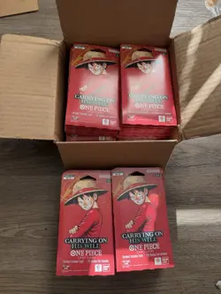 One Piece OP-13 Carrying on His Will Sleeved Booster Pack Lot of 50 - Image 1