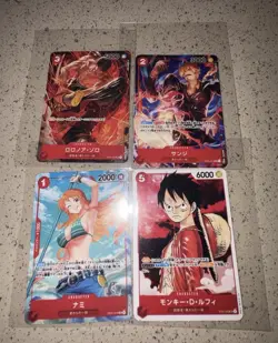 Bandai One Piece Card Game 4 Card Lot OP01 ST01 Luffy Nami Zoro Sanji Japanese - Image 1