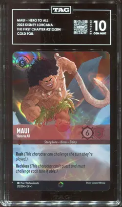 Disney Lorcana Maui Hero to All Enchanted Graded Tag 10 Gem Mint #212 - Image 3