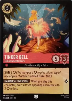 115/204 TINKER BELL TEMPERAMENTAL FAIRY EN10 UNCOMMON DISNEY LORCANA - Image 1