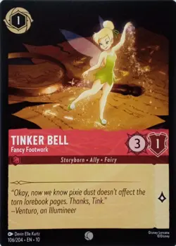 106/204 TINKER BELL FANCY FOOTWORK EN10 COMMON DISNEY LORCANA CARD - Image 1