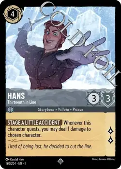 Disney Lorcana Hans Thirteenth in Line The First Chapter Foil Super Rare 180/204 - Image 1