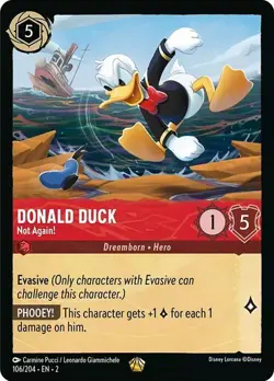 DONALD DUCK - Not Again! Legendary 106/204 EN 2 Disney Lorcana RISE OF FLOODBORN - Image 1