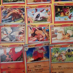 25 Fire Red Pokemon Cards Bulk Assorted Common Uncommon NM/Mint No Doubles - Image 4