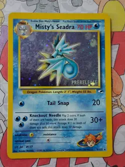 Pokemon TCG Misty's Seadra Holo Card 9/132 Prerelease Promo, LP/NM Condition - Image 1