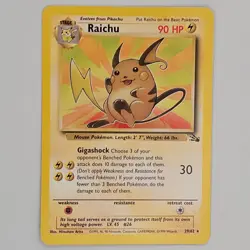 Pokemon TCG Raichu Fossil Card 29/62 Unlimited Non-Holo Rare LP - Image 1