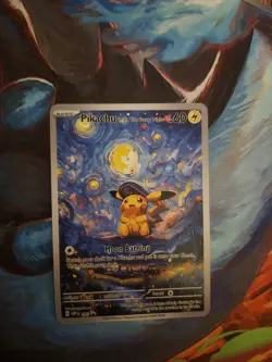 Pikachu Starry Night Van Gogh Beautiful Moon ACG Star Trading Card - Image 1