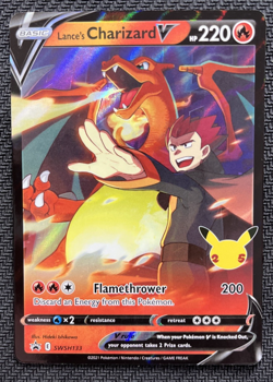 Lance's Charizard V SWSH133 Celebrations Black Star Promo Holo Pokemon Card NM - Image 1