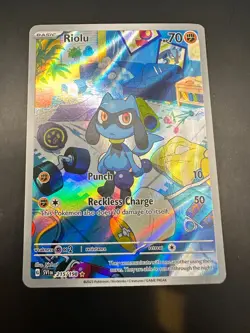 Pokemon TCG Riolu Card 215/198 Scarlet Violet Illustration Rare - Image 1