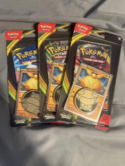 3x Pokemon Perfect Order Blister Pack + Makuhita Promo Card & Coin - Image 1