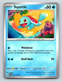 Squirtle HP 60 Skull Bash Attack Tiny Turtle Blue Pokemon Card - Image 1