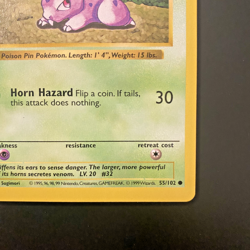 Nidoran M 55/102 1st Edition Shadowless Base Set Regular NM - Pokemon Card - Image 4