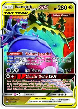 NM-Mint Naganadel & Guzzlord Tag Team GX - 158/236 - Ultra Rare Pokemon Cosmic E - Image 1