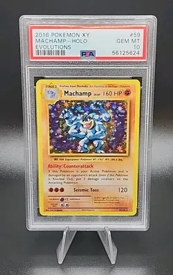 PSA 10 Gem Mint 2016 Pokemon XY Evolutions #59 Machamp Holo - Image 1