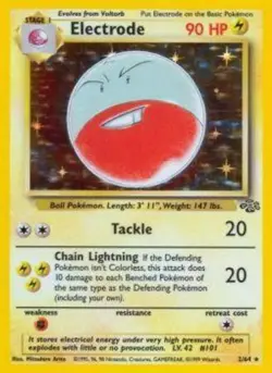 Moderately Played Electrode - 2/64 - Holo Rare - Unlimited Edition Pokemon Jung - Image 1