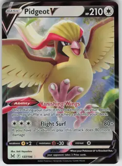 Pidgeot V 137/196 Holo V Rare Lost Origin Pokemon Near Mint - Image 3