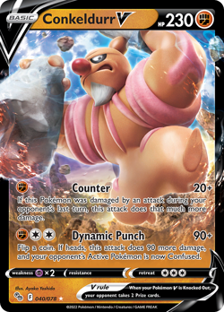 Conkeldurr V 040/078 Holo V Rare Pokemon GO Pokemon Near Mint - Image 1