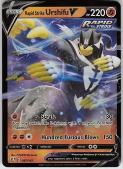 Rapid Strike Urshifu V 087/163 Holo V Rare Battle Styles Pokemon Near Mint - Image 3