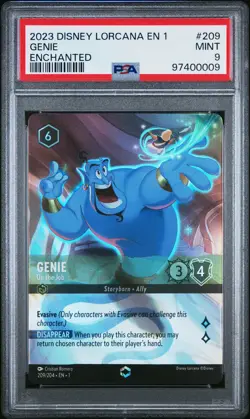 2023 DISNEY LORCANA EN 1-THE FIRST CHAPTER ENCHANTED GENIE - ON THE JOB PSA 9 - Image 1