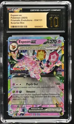 (CGC 10 Pristine) Pokemon Card - 2025 Espeon ex 034/131 Surprise Box Stamp - Image 1