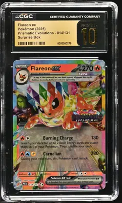 (CGC 10 Pristine) Pokemon Card - 2025 Flareon ex 014/131 Surprise Box Stamp - Image 1