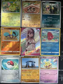 Rare Sexy Anime Waifu Card and 8 Holographic pokemon cards - Image 1