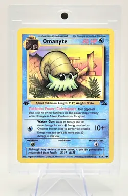 Pokemon TCG Omanyte 1st Edition Fossil Set 1999 Vintage WOTC 52/62 Card - Image 1