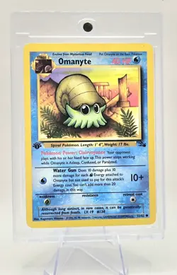 Pokemon TCG Omanyte 1st Edition Fossil Set 1999 Vintage WOTC 52/62 Card - Image 3