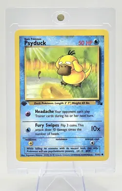 Pokemon TCG Psyduck Card 53/62 Common Fossil 1st Edition Non-Holo - Image 1