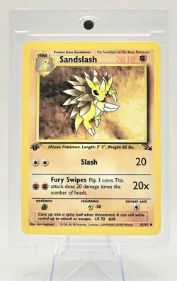 Pokemon Fossil Sandslash 41/62 1st Edition Regular Non-Holo Card LP - Image 1