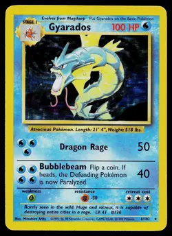 Pokemon Card - Gyarados Base Set Unlimited 6/102 Holo Holo Rare - Image 1