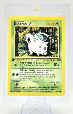 Pokemon Nidoran TCG Jungle Card 1st Edition Common Card 57/64 Wotc 1995 NM - Image 1