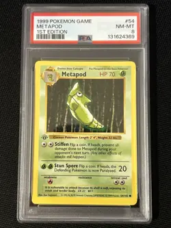 Pokemon Metapod 54/102 (1st Edition) *PSA 8* Shadowless ‘Freshly Graded Card’ - Image 1