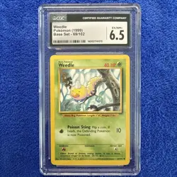 Weedle Base Set Unlimited WOTC Pokemon TCG 1999 CGC EX/NM 6.5 - Image 1