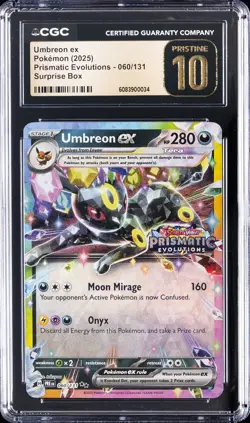 2025 POKEMON PRISMATIC EVOLUTIONS SURPRISE BOX UMBREON EX CGC 10 PRISTINE - Image 1