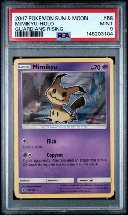 2017 Pokemon Sun & Moon Guardians Rising Mimikyu Holo #58 PSA 9 - Image 1