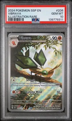 2024 Pokemon Surging Sparks Vibrava #206 Illustration Rare PSA 10 - Image 1