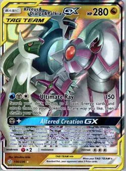 Pokemon TCG Arceus Dialga Palkia-GX 156/236 Cosmic Eclipse Holo NM - Image 1