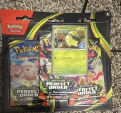 Pokemon TCG Mega Evolution—Perfect Order Booster Bundle 3 Packs Chikorita Promo - Image 1